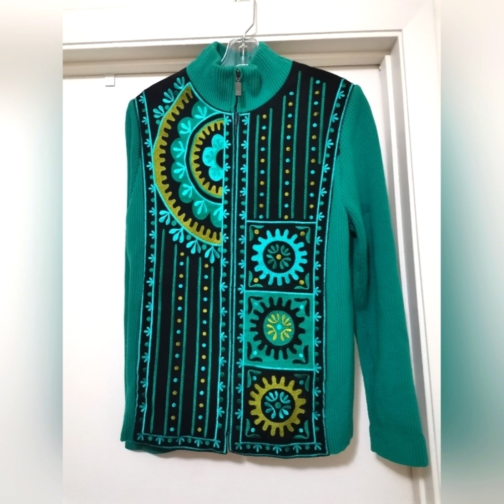 Bob Mackie Vintage Wearable Art Embroidered Suede Leather Jacket Women’s Sz S